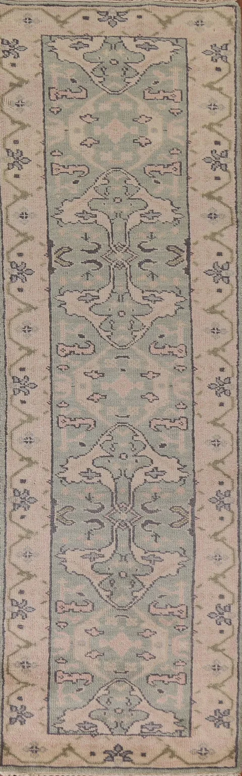 Green Oushak Oriental Runner Rug 3x10