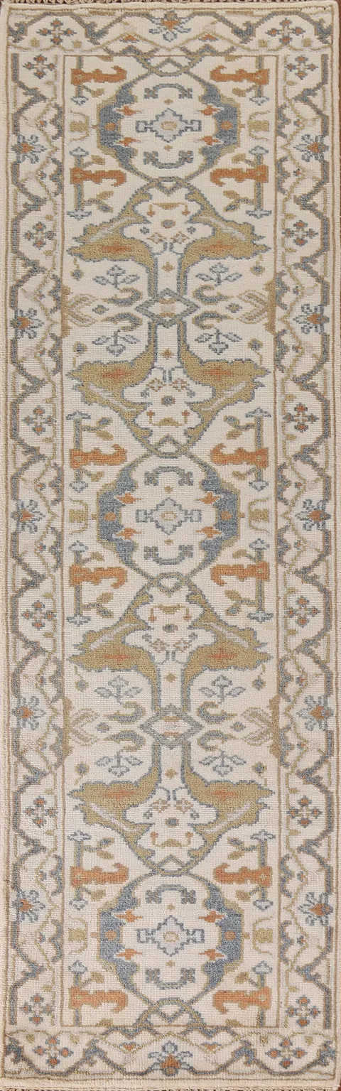 Handmade Oushak Indian Runner Rug 3x10