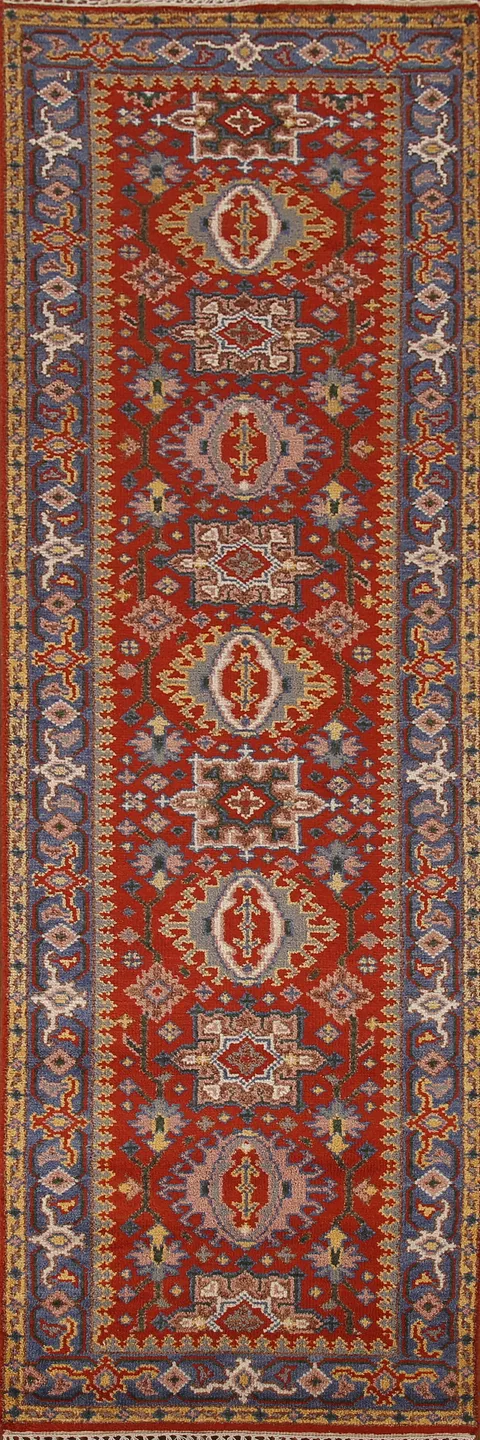 Geometric Kazak Indian Runner Rug 3x10