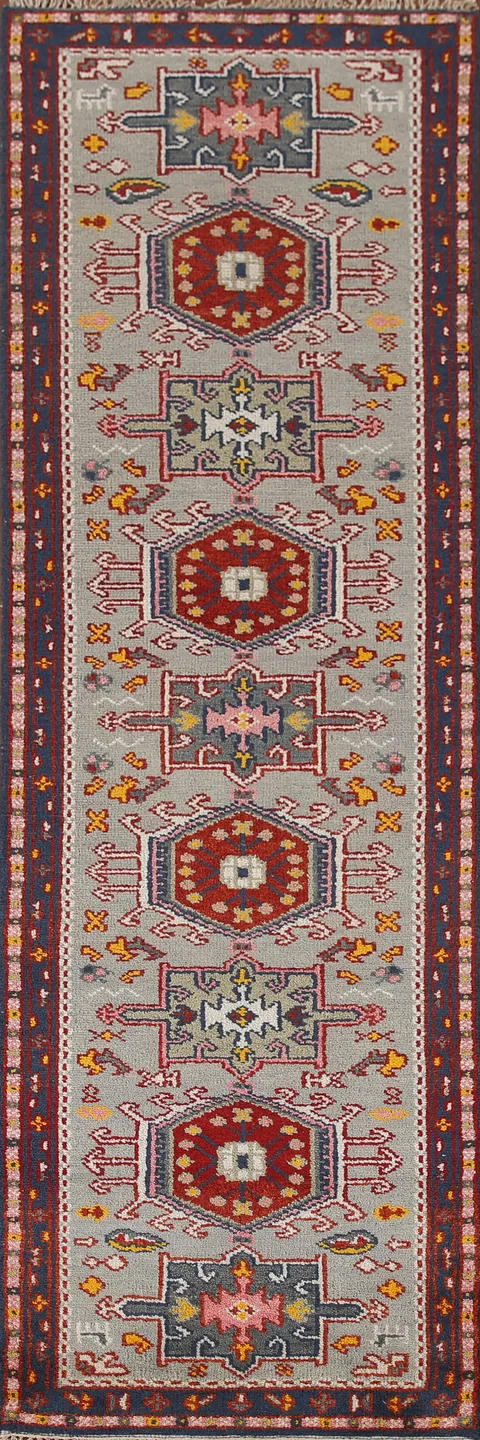 Geometric Kazak Indian Runner Rug 3x10