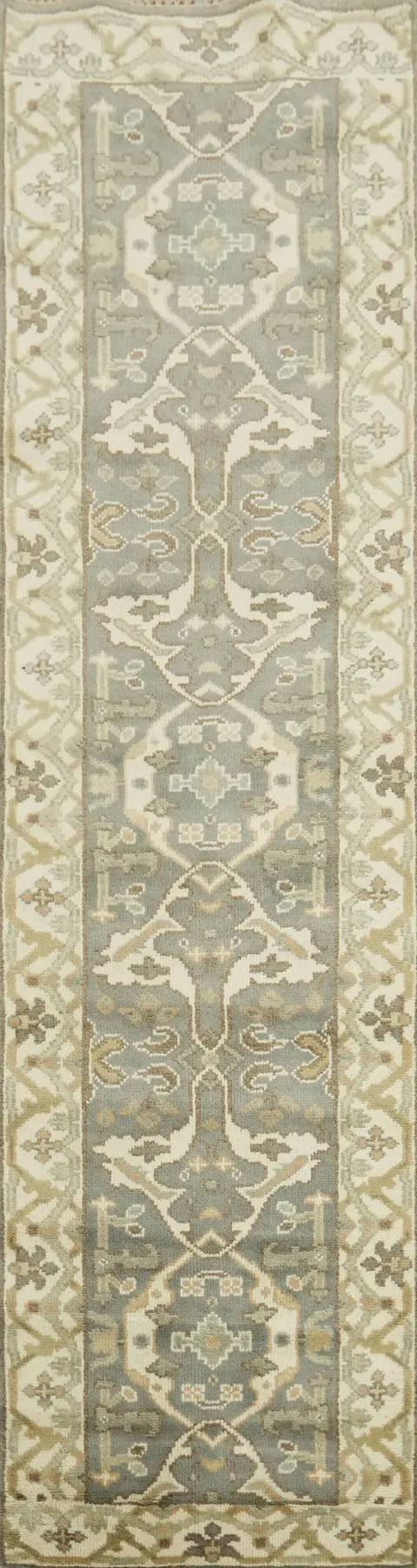Gray Wool Oushak Oriental Runner Rug 3x10