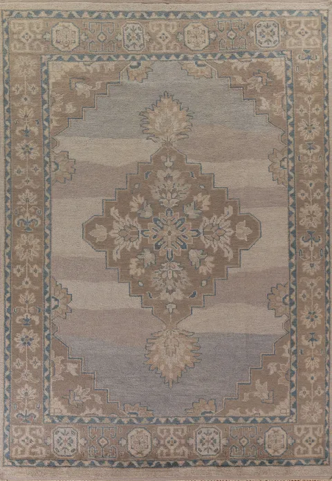 Geometric Oushak Living Room Rug 9x12