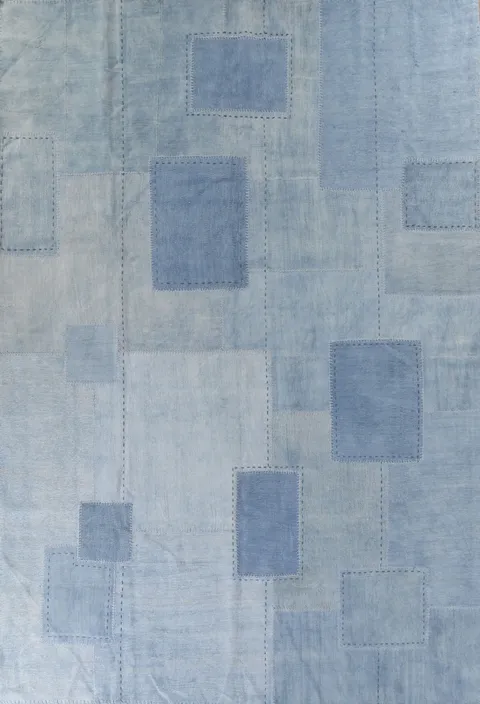 Blue Geometric Kilim Turkish Area Rug 10x13
