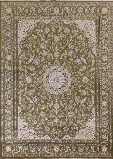 Traditional Green Kashan Oriental Area Rug 9x12