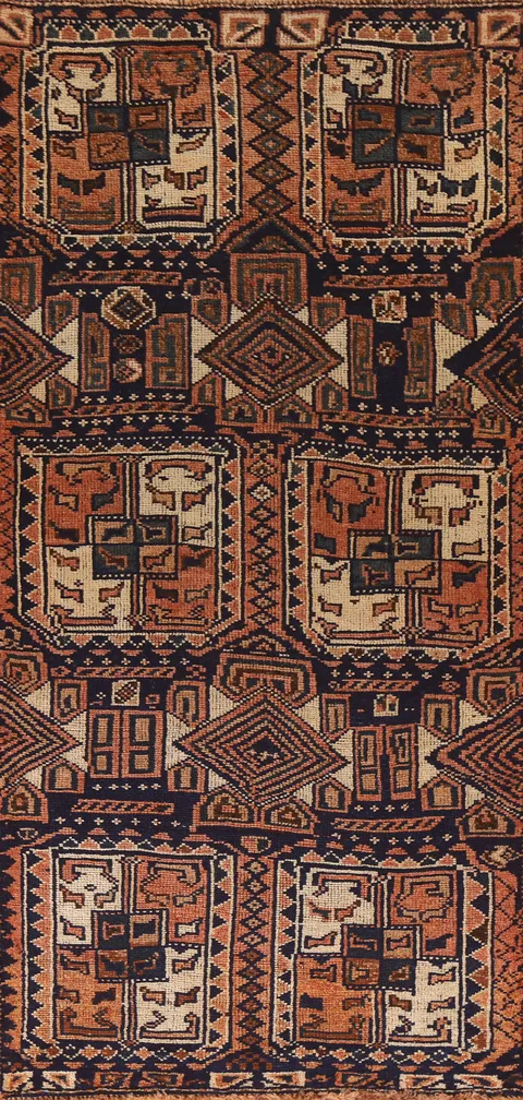 Orange & Blue Lori Persian Runner Rug 4x9