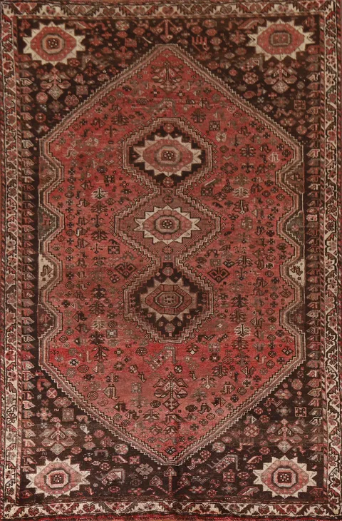 Vegetable Dye Qashqai Persian Area Rug 5x8