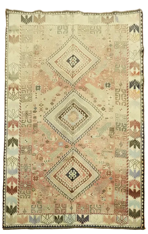 Vintage Tribal Geometric Shiraz Persian Area Rug 5x8