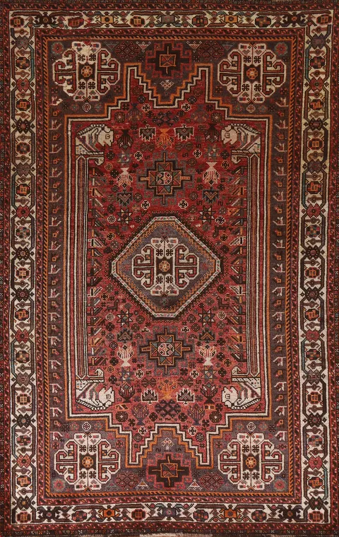 Tribal Wool Qashqai Persian Area Rug 5x9