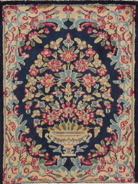 Blue Square Floral Kerman Persian Rug 2x2