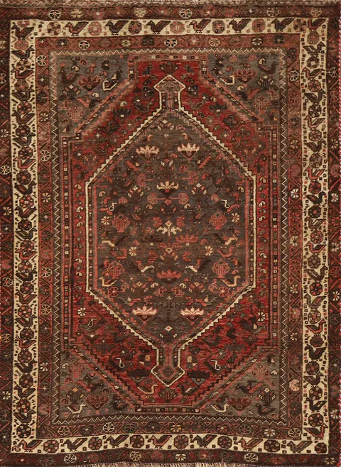 Vintage Qashqai Persian Rug 4x6