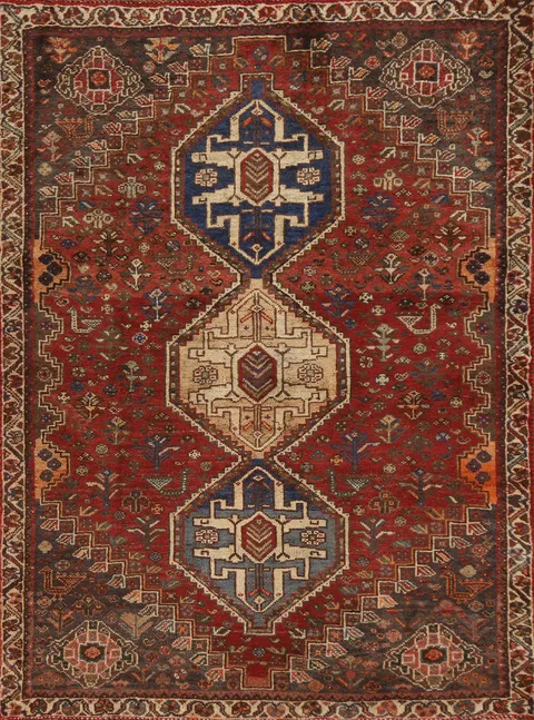 Vintage Shiraz Persian Rug 4x5