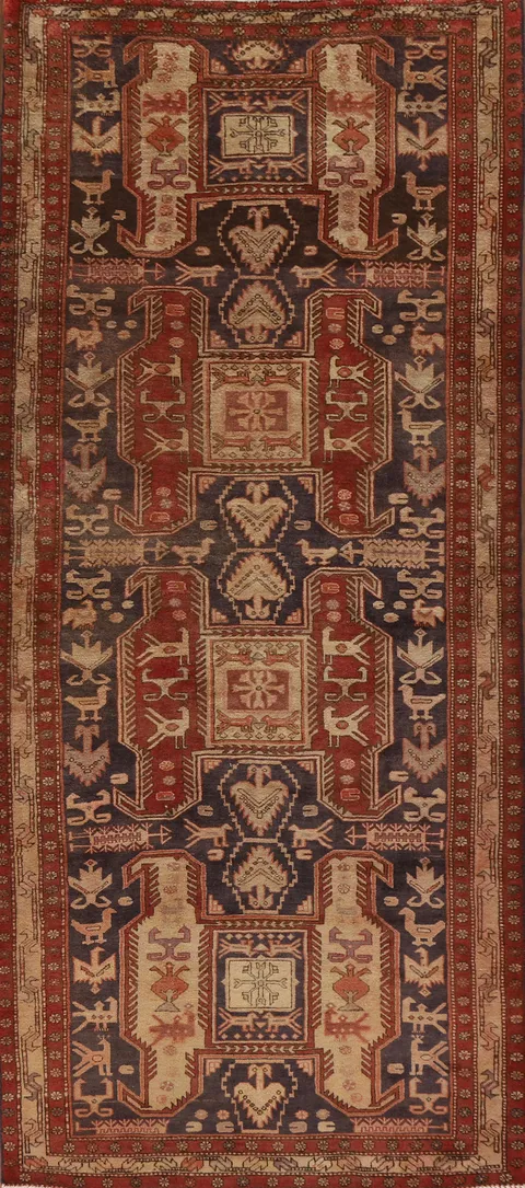 Animal Pictorial Meshkin Persian Runner Rug 4x11