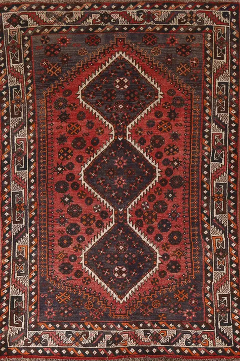 Vegetable Dye Wool Qashqai Persian Rug 4x7