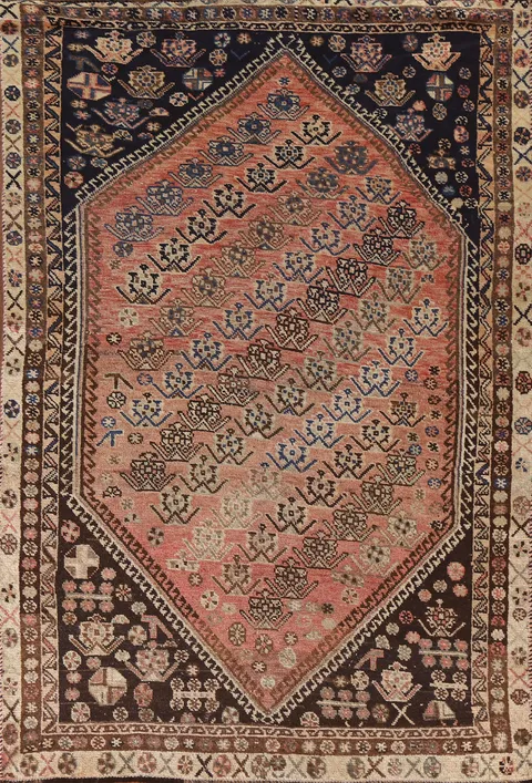 Vegetable Dye Antique Shiraz Persian Area Rug 5x8