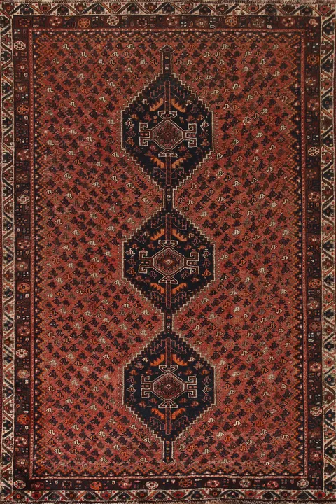 Antique Vegetable Dye Qashqai Persian Area Rug 6x9
