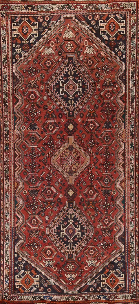 Vegetable Dye Shiraz Persian Runner Rug 4x9
