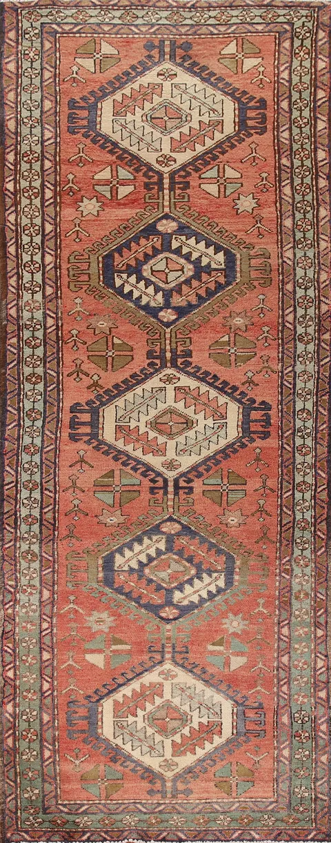 Vegetable Dye Heriz Persian Runner Rug 4x11