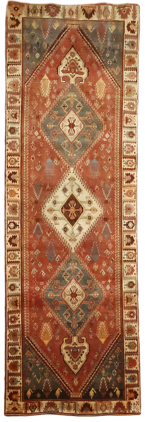 Vegetable Dye Shiraz Persian Runner Rug 4x10
