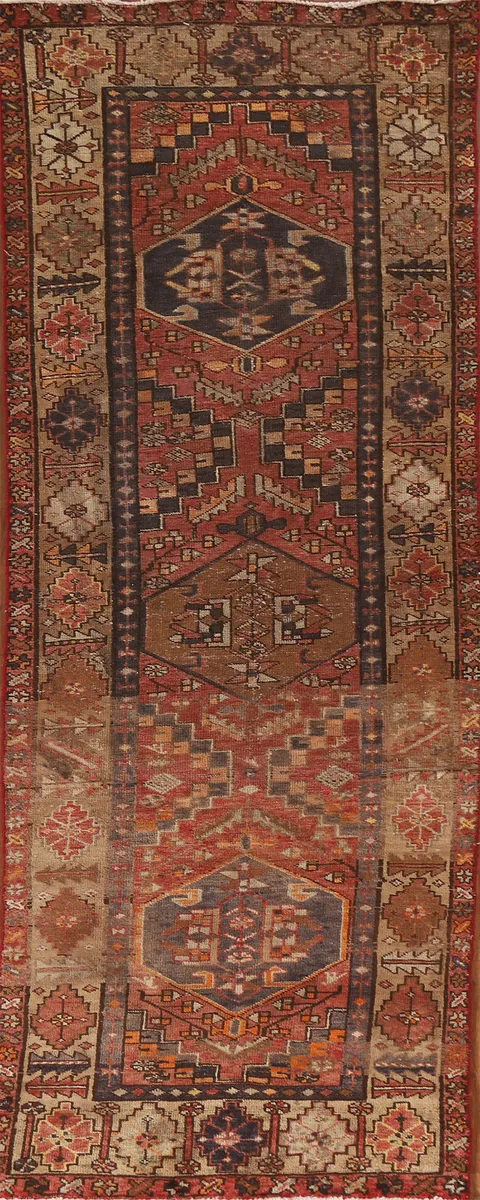Vegetable Dye Hamedan Persian Runner Rug 3x11