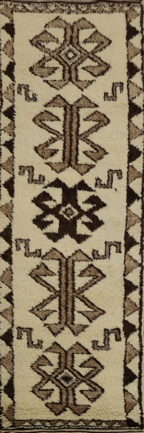 Elegant Natural Dye Kurdish Runner Rug 3x11 with Timeless Design
