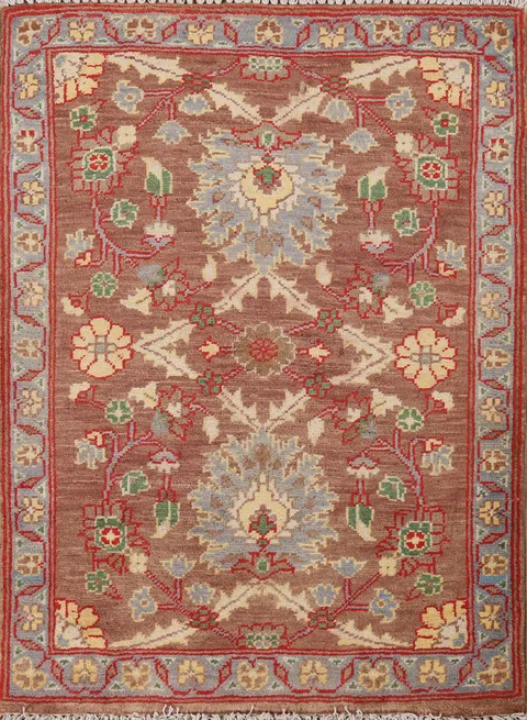Brown Floral Kazak Oriental Foyer Rug 2x3