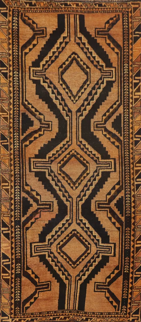 Vintage Wool Qashqai Persian Runner Rug 4x9