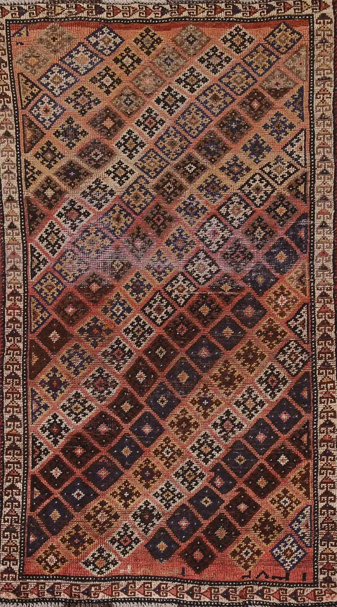 Antique Wool Qashqai Persian Runner Rug 3x7