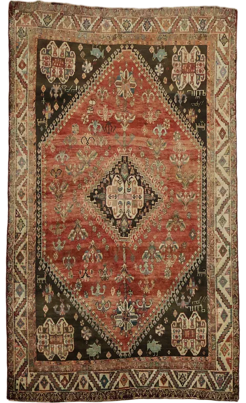 Antique Geometric tribal Shiraz Persian Area Rug 5x8