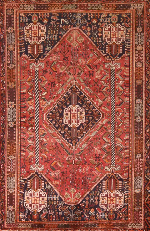 Handmade Wool Shiraz Persian Area Rug 5x8