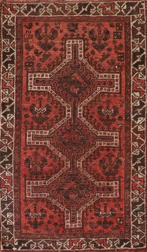 Tribal Geometric Qashqai Persian Rug 3x4