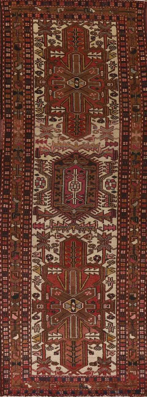 Geometric Heriz Serapi Persian Runner Rug 3x11