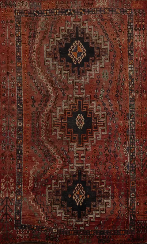 Geometric Wool Qashqai Persian Rug 5x7