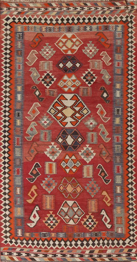 Vegetable Dye Kilim Qashqai Persian Area Rug 5x10