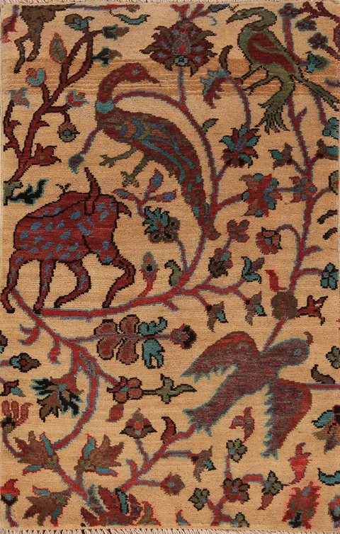 All-Over Animals Kazak Oriental Accent Rug 2x3