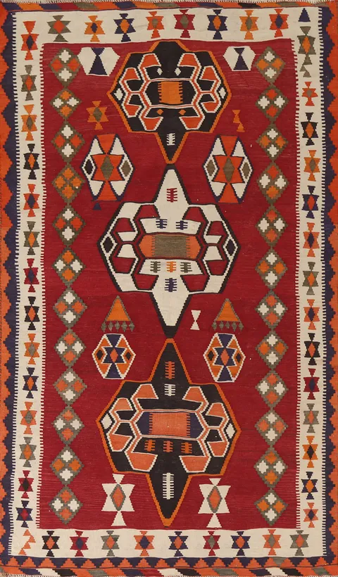 Vegetable Dye Kilim Qashqai Persian Area Rug 5x8