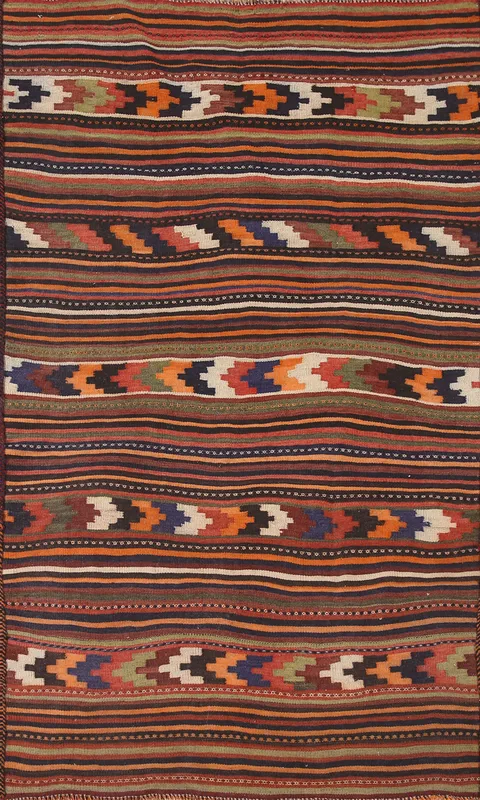 Striped Vintage Kilim Persian Rug 4x7