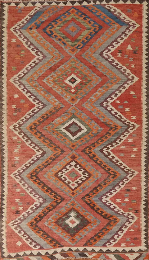 Vegetable Dye Kilim Qashqai Persian Area Rug 5x9