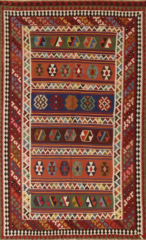 Vegetable Dye Kilim Qashqai Persian Area Rug 5x9