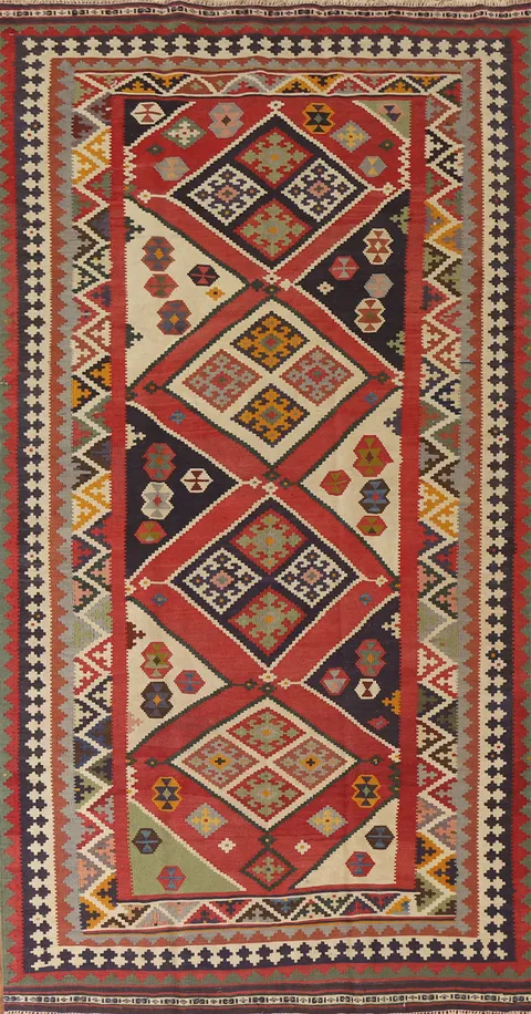 Vegetable Dye Kilim Qashqai Persian Area Rug 5x10