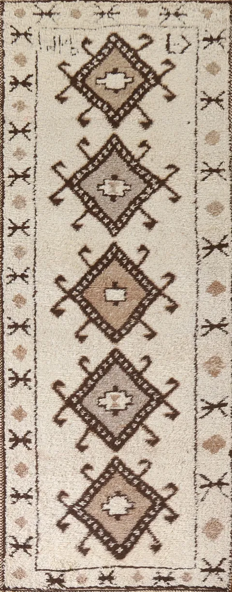 Plush Geometric Anatolian Turkish Runner Rug 4x11