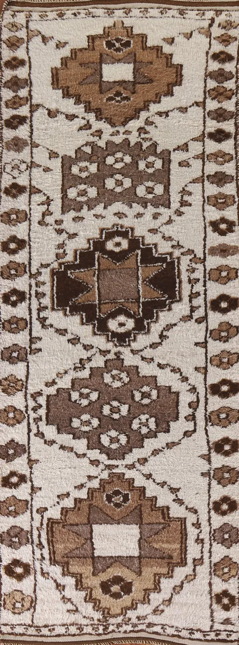 Natural Dye Anatolian Oriental Runner Rug 3x11