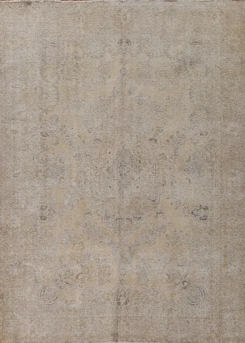 Muted Distressed Tabriz Persian Area Rug 9x13