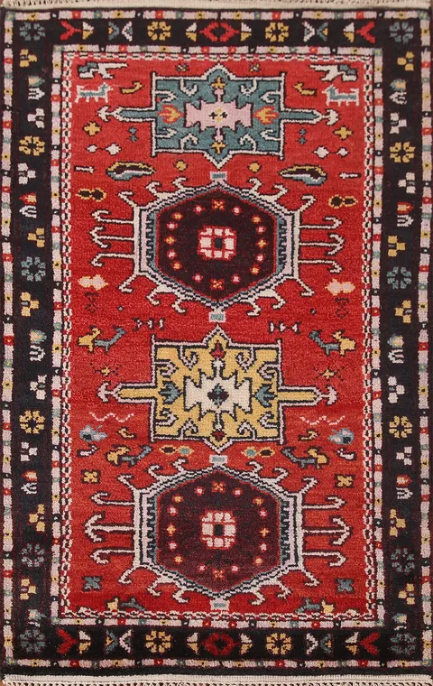 Geometric Kazak Indian Rug 3x5