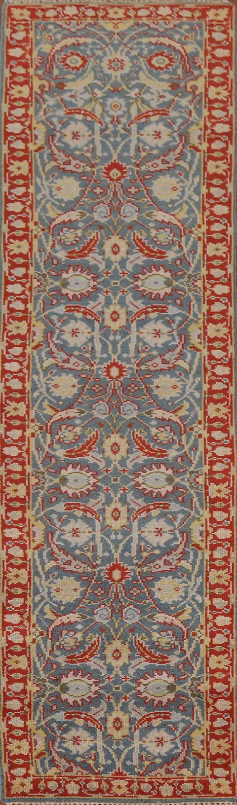 All-Over Blue Heriz Oriental Runner Rug 3x12