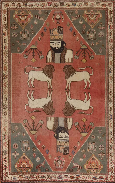 Animal Pictorial Shiraz Persian Rug 4x7