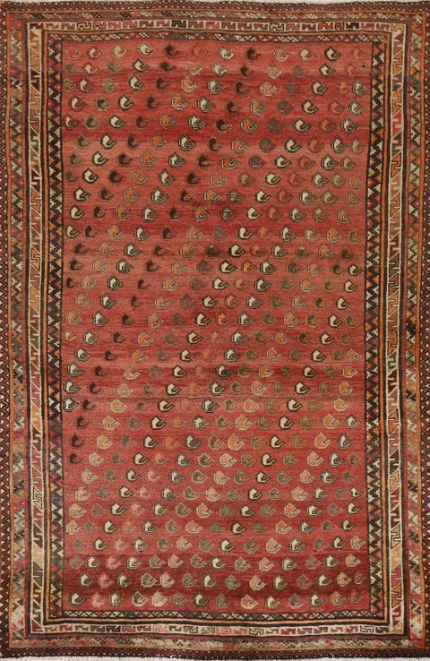 Geometric Wool Afshar Persian Area Rug 5x8