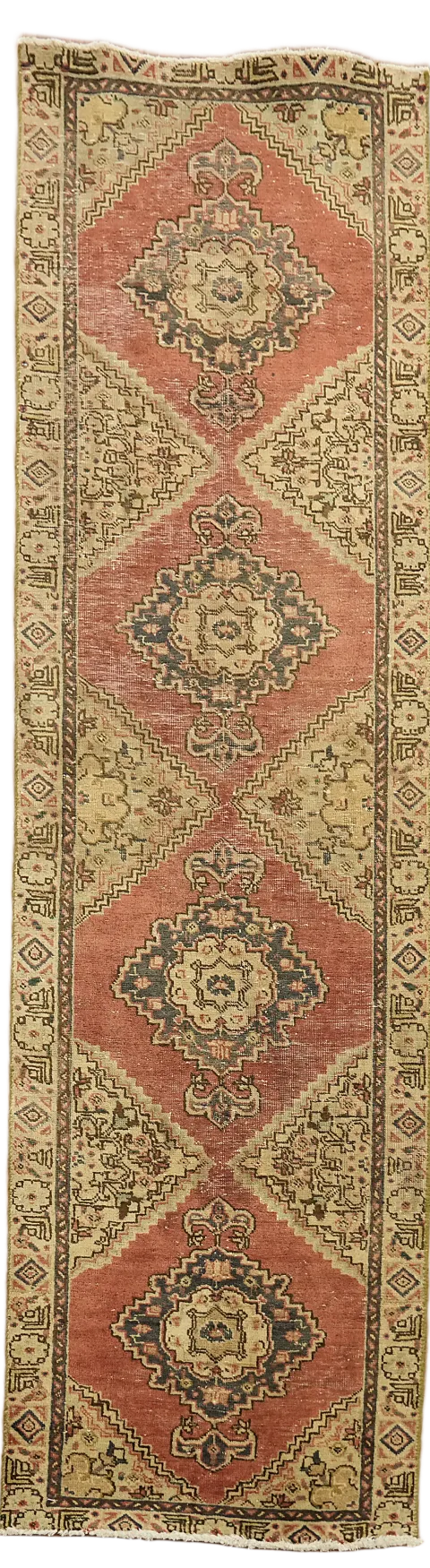 Vintage Distressed Tabriz Persian Runner Rug 2'x9'