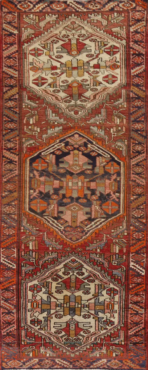 Geometric Hamedan Persian Runner Rug 4x11