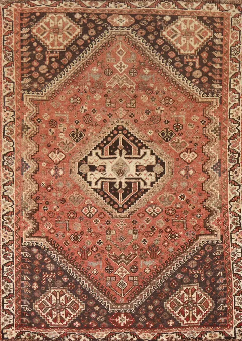 Vintage Tribal Qashqai Persian Rug 4x6