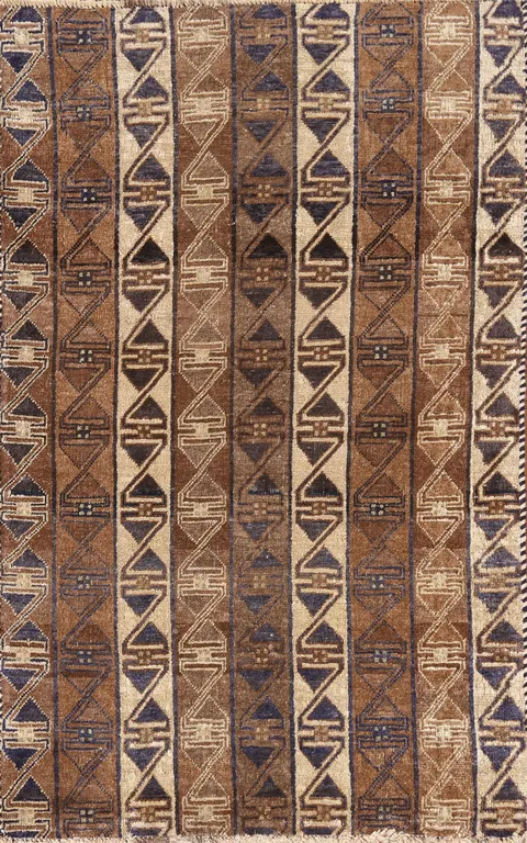 Brown Geometric Balouch Persian Rug 3x5